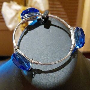 Elegant Blue Stone Silver Bracelet